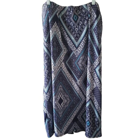 Laura Cruz Blue Patterned Skirt - Picture 1 of 3